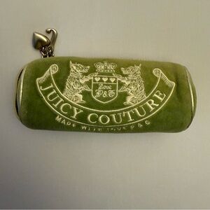 Vintage Juicy Couture Y2K Green Terry Makeup Brush/Pencil Case with Heart Charm
